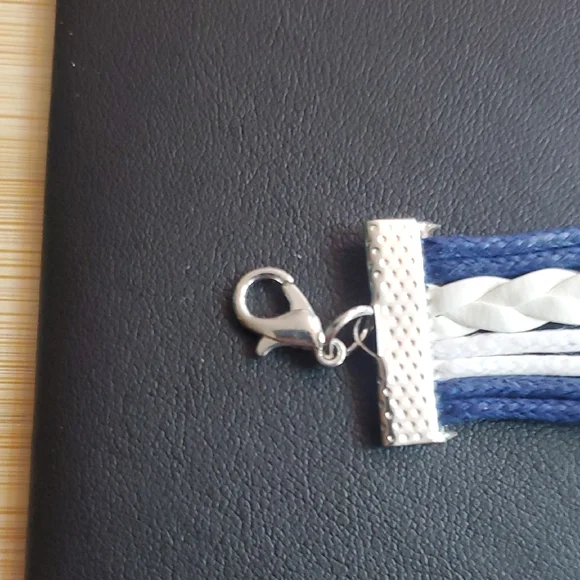 Blue and White Nautical Cord Bracelets with Silver Charms - Picture 5 of 9